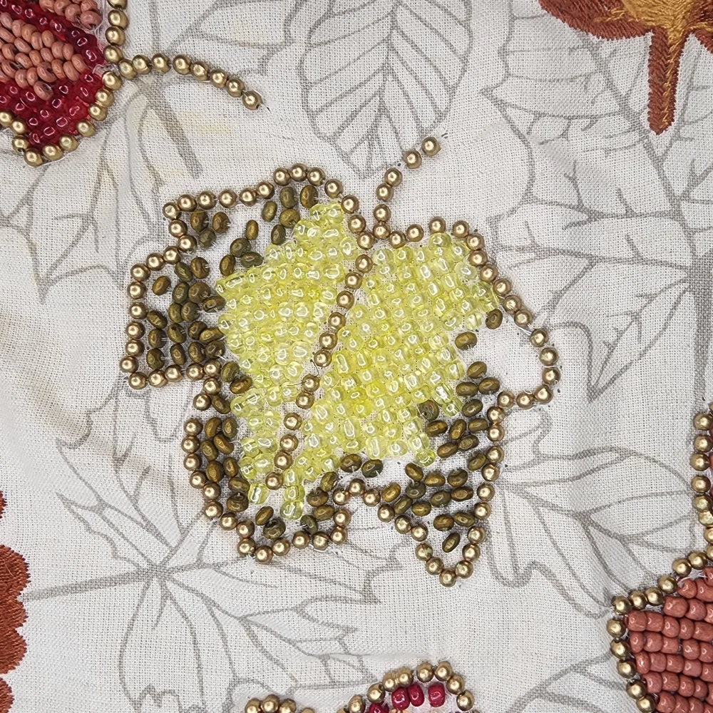 PIER 1 IMPORTS Fall Embroidered Beaded Leaves pillow cover, set of 2